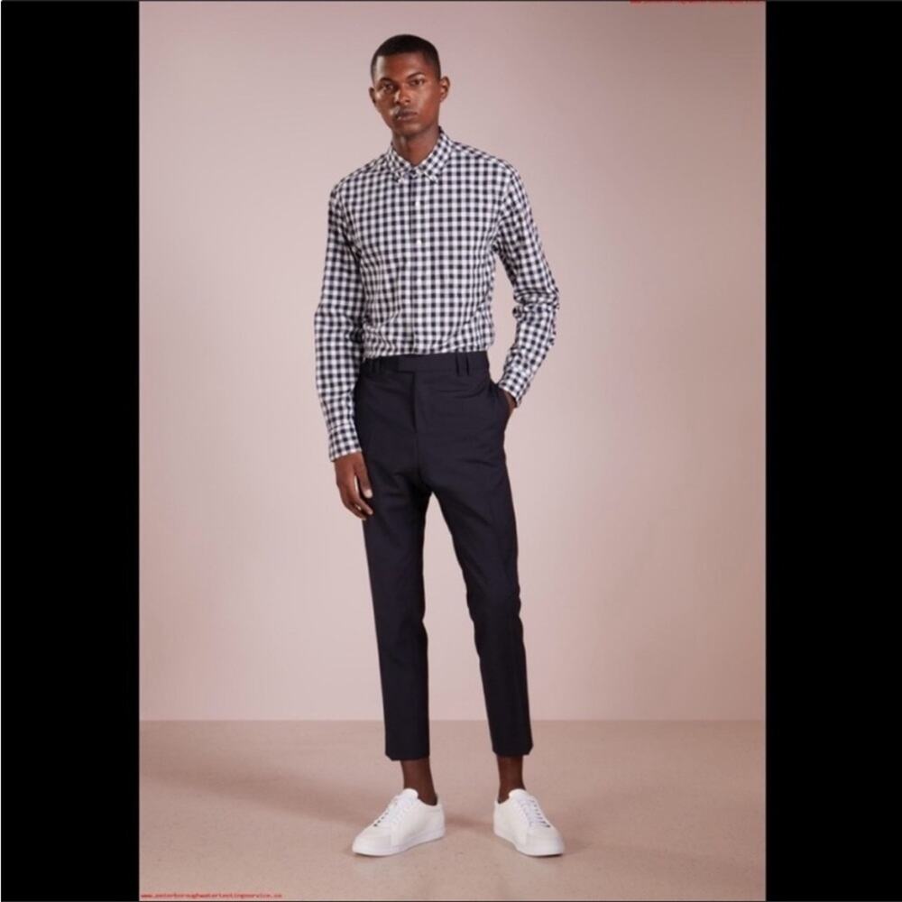 J crew gingham button down shirt blue and white checkered 100% cotton slim cut